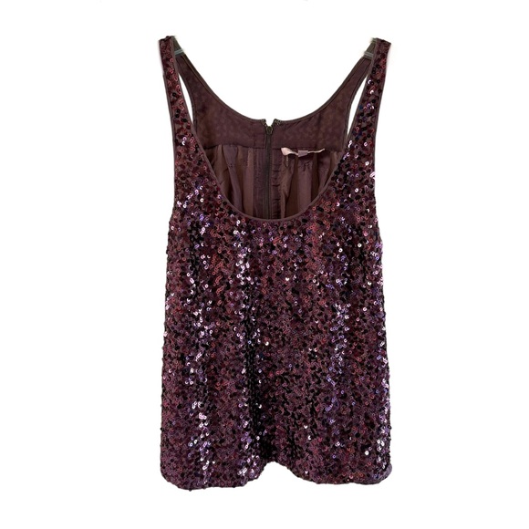 Rebecca Taylor Tops - Rebecca Taylor Purple Scoop Neck 100% Silk Sequin Tank Top